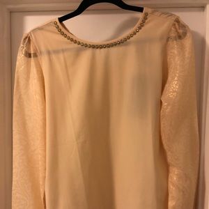 NEW Gold & Cream top with sheer sleeves